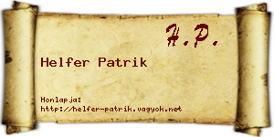 Helfer Patrik névjegykártya